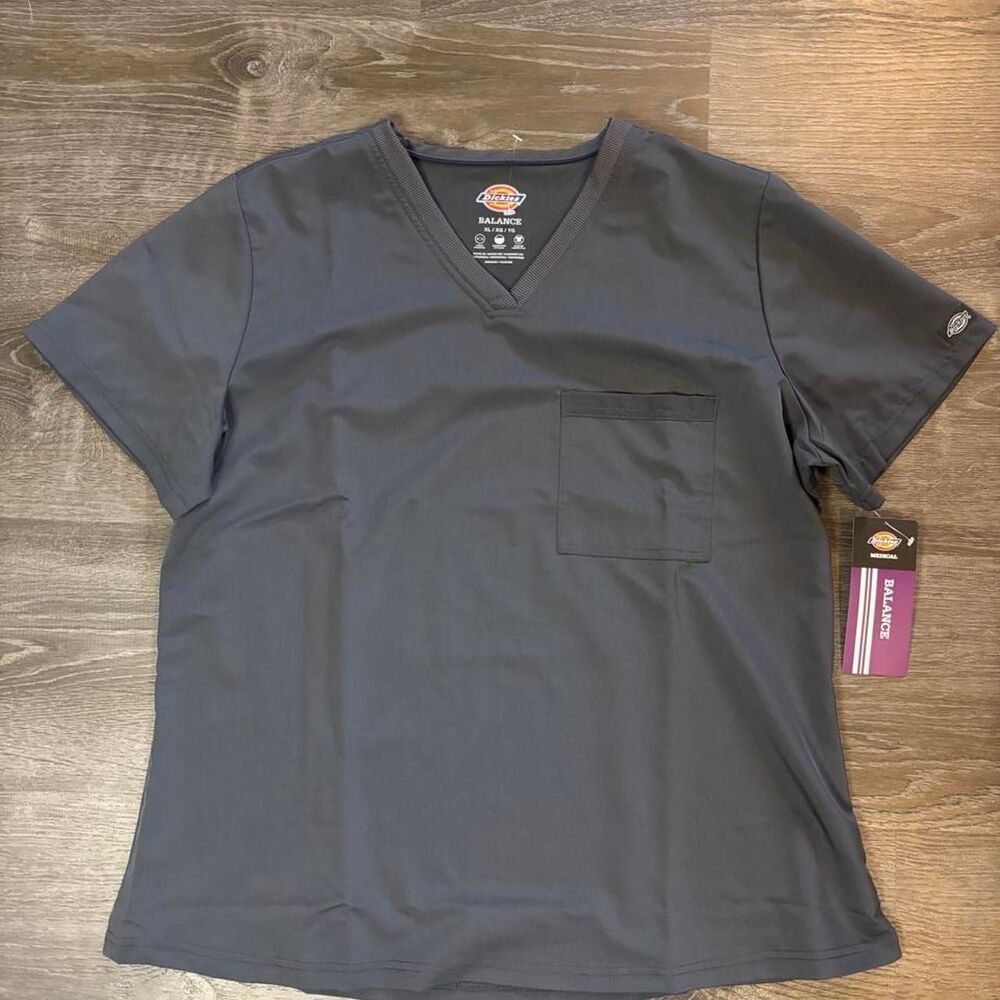 NWT Dickies Balance Medical Scrub Top XL Charcoal Gray